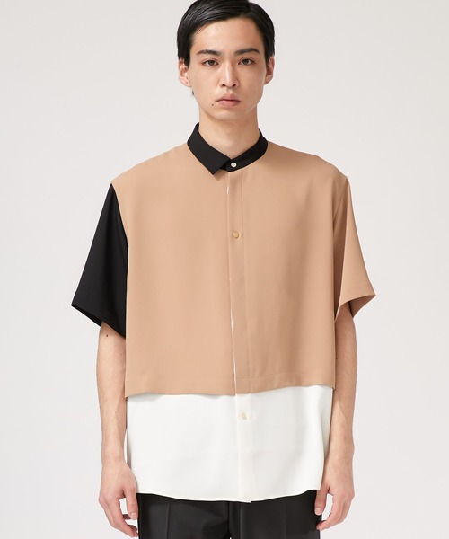 CULLNI（クルニ）の「【CULLNI】STUDIOUS限定　LAYERED ASYMMETRY S/S SH（シャツ/ブラウス・メンズ・ベージュ/グリーン・SMALL/MEDIUM）」の18枚目の写真