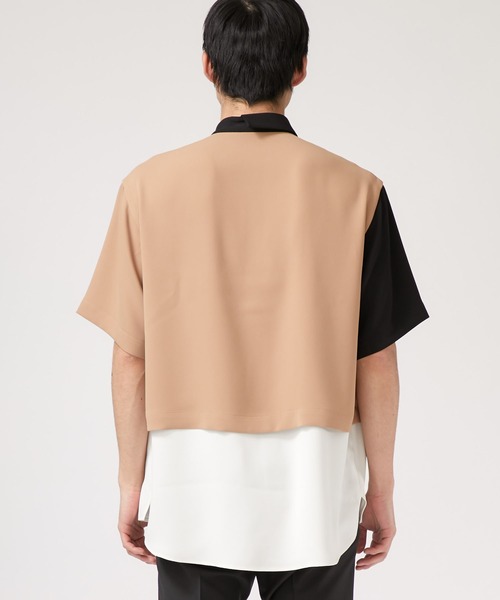 CULLNI（クルニ）の「【CULLNI】STUDIOUS限定　LAYERED ASYMMETRY S/S SH（シャツ/ブラウス・メンズ・ベージュ/グリーン・SMALL/MEDIUM）」の7枚目の写真