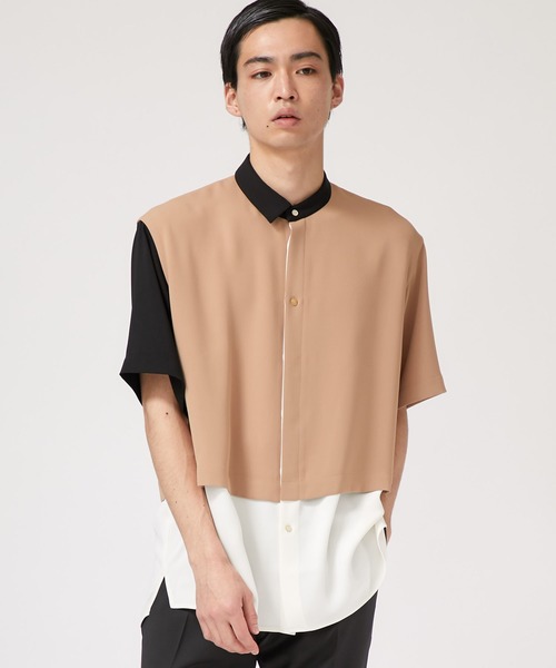CULLNI（クルニ）の「【CULLNI】STUDIOUS限定　LAYERED ASYMMETRY S/S SH（シャツ/ブラウス・メンズ・ベージュ/グリーン・SMALL/MEDIUM）」の19枚目の写真