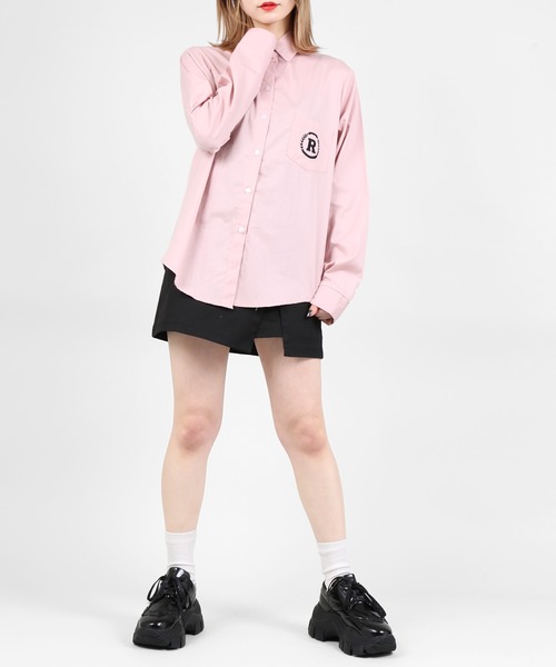 DING（ディング）の「DING/ワンポイント刺繍シャツ（シャツ/ブラウス・レディース・ホワイト/ピンク/グリーン・FREE）」の10枚目の写真