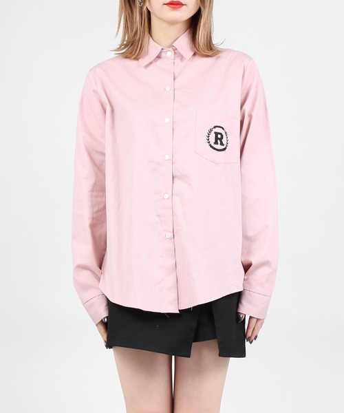 DING（ディング）の「DING/ワンポイント刺繍シャツ（シャツ/ブラウス・レディース・ホワイト/ピンク/グリーン・FREE）」の8枚目の写真