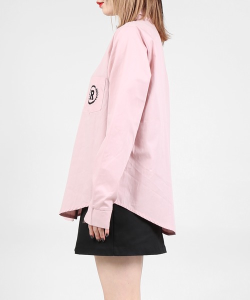 DING（ディング）の「DING/ワンポイント刺繍シャツ（シャツ/ブラウス・レディース・ホワイト/ピンク/グリーン・FREE）」の6枚目の写真