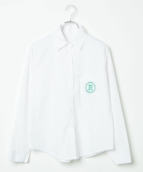 DING（ディング）の「DING/ワンポイント刺繍シャツ（シャツ/ブラウス・レディース・ホワイト/ピンク/グリーン・FREE）」の12枚目の写真