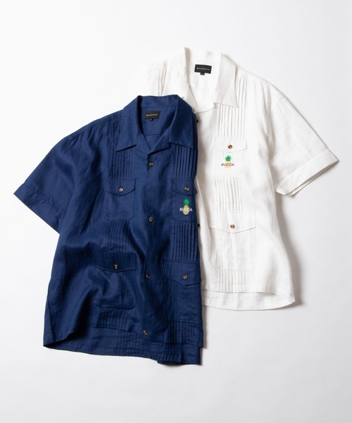 BUCCA 44（ブッカフォーティーフォー）の「【BUCCA 44】パイナップル刺繍半袖キューバシャツ（シャツ/ブラウス・メンズ・ネイビー/ホワイト・LARGE/XXX-LARGE/MEDIUM/XX-LARGE/X-LARGE）」の13枚目の写真
