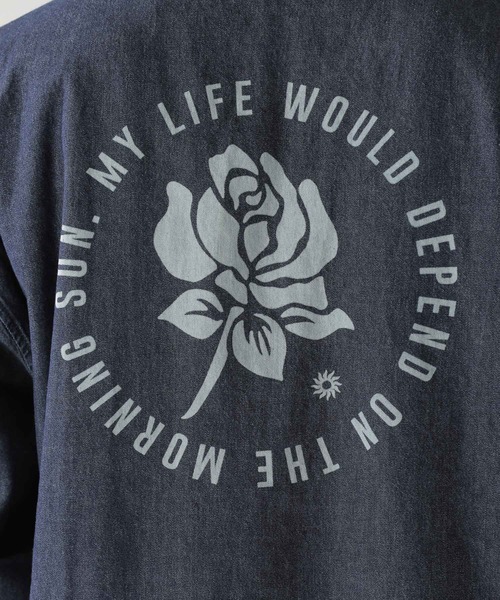 BAYFLOW（ベイフロー）の「ローズプリントデニムコーチシャツ（シャツ/ブラウス・メンズ・クリアブルー/アクア・SMALL/MEDIUM/LARGE）」の14枚目の写真