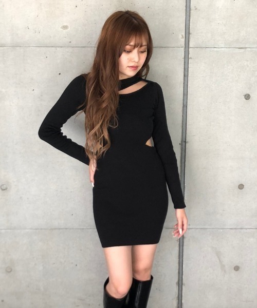 ENVYM(アンビー)の「スラッシュカッティングKnit OP(ワンピース・レディース・ブラック/ブラウン/グレー/カーキ・FREE)」の15枚目の写真