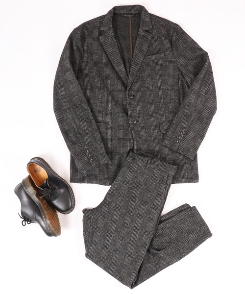 ROOT THREE(ルートスリー)の「ROOT THREE WEB限定 セットアップ スーツ ストレッチ TRチェック両面起毛ジャケット+トラウザーパンツ(セットアップ・メンズ・チャコールグレー・LL/M/L)」の1枚目の写真