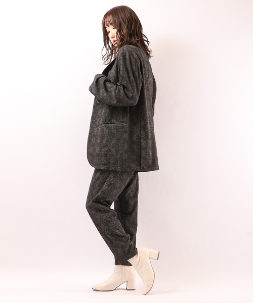 ROOT THREE(ルートスリー)の「ROOT THREE WEB限定 セットアップ スーツ ストレッチ TRチェック両面起毛ジャケット+トラウザーパンツ(セットアップ・メンズ・チャコールグレー・LL/M/L)」の6枚目の写真