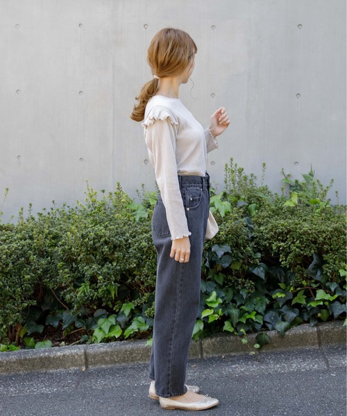 flower（フラワー）の「ショルダーペタルトップ（シャツ/ブラウス・レディース・ブラック/ピンク・FREE）」の6枚目の写真