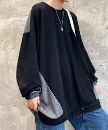 【neos -addictive design-】ルーズシルエット バルーンスリーブ 切替 ポンチ スウェットトップス