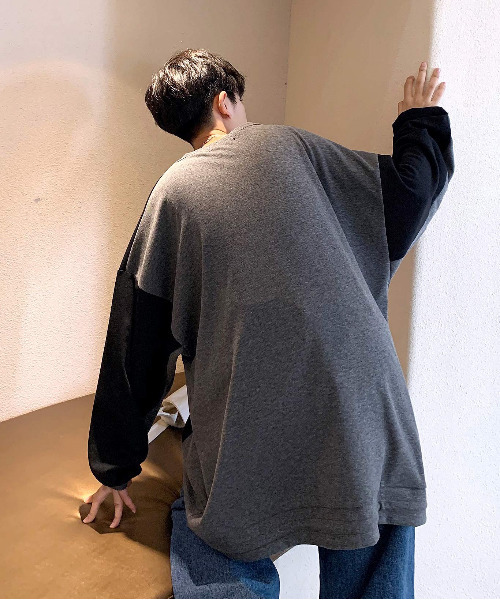 neos（ネオス）の「【neos -addictive design-】ルーズシルエット バルーンスリーブ 切替 ポンチ スウェットトップス（スウェット・メンズ・ホワイト/ブラウン/ブラック・MEDIUM/LARGE）」の10枚目の写真