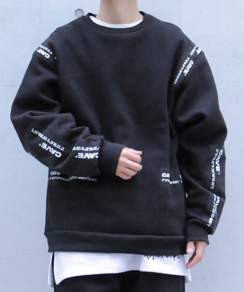 トレーナー スウェット 「BY ATTENTION」 ドクロプリント スウェット トレーナー / ユニセックス メンズ レディース ATTENTION（アテンション）の「ATTENTIONワッペン裏起毛スウェット