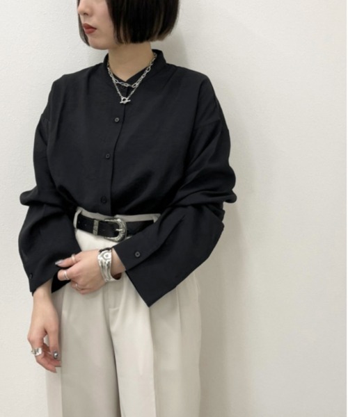 apres jour mignon（アプレジュールミニョン）の「ベーシックバンドカラーシャツ【ZOZOTOWN限定アイテム】（シャツ/ブラウス・レディース・オフホワイト/ブラック/グレイッシュベージュ・X-LARGE/フリー）」の13枚目の写真