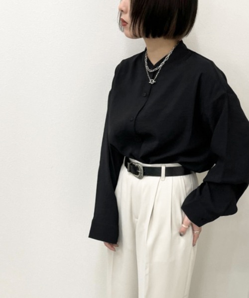 apres jour mignon（アプレジュールミニョン）の「ベーシックバンドカラーシャツ【ZOZOTOWN限定アイテム】（シャツ/ブラウス・レディース・オフホワイト/ブラック/グレイッシュベージュ・X-LARGE/フリー）」の15枚目の写真