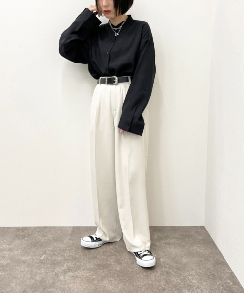 apres jour mignon（アプレジュールミニョン）の「ベーシックバンドカラーシャツ【ZOZOTOWN限定アイテム】（シャツ/ブラウス・レディース・オフホワイト/ブラック/グレイッシュベージュ・X-LARGE/フリー）」の17枚目の写真
