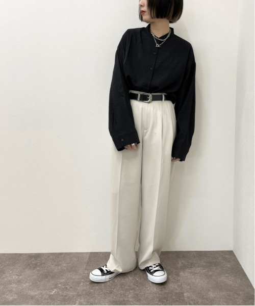 apres jour mignon（アプレジュールミニョン）の「ベーシックバンドカラーシャツ【ZOZOTOWN限定アイテム】（シャツ/ブラウス・レディース・オフホワイト/ブラック/グレイッシュベージュ・X-LARGE/フリー）」の18枚目の写真