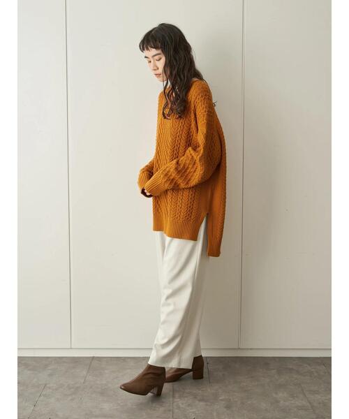 AMERICAN HOLIC(アメリカンホリック)の「キーネックケーブルニットチュニック *(ニット/セーター・レディース・ライトベージュ/オフホワイト/ネイビー/オレンジ・FREE)」の21枚目の写真