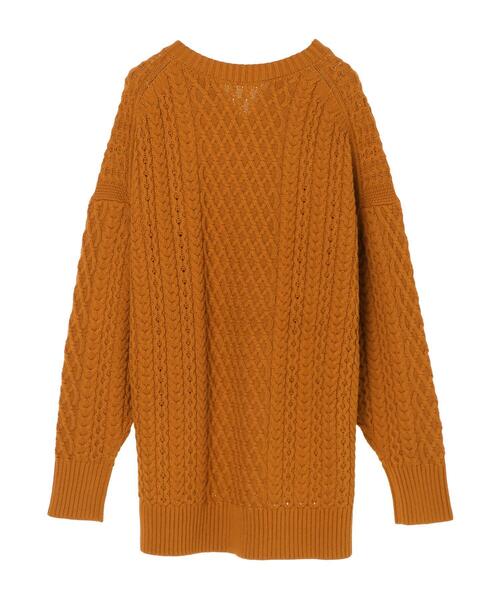 AMERICAN HOLIC(アメリカンホリック)の「キーネックケーブルニットチュニック *(ニット/セーター・レディース・ライトベージュ/オフホワイト/ネイビー/オレンジ・FREE)」の16枚目の写真