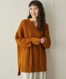 キーネックケーブルニットチュニック　＊