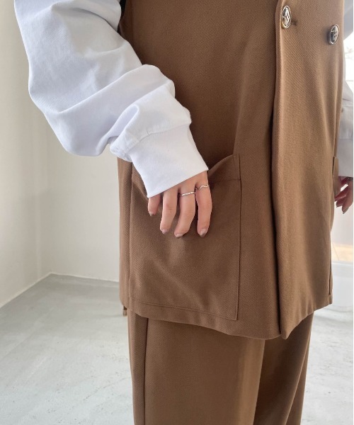 flaner（フラネ）の「ルーズ2wayベスト【セットアップ可】（ベスト・レディース・ブラウン・FREE）」の3枚目の写真