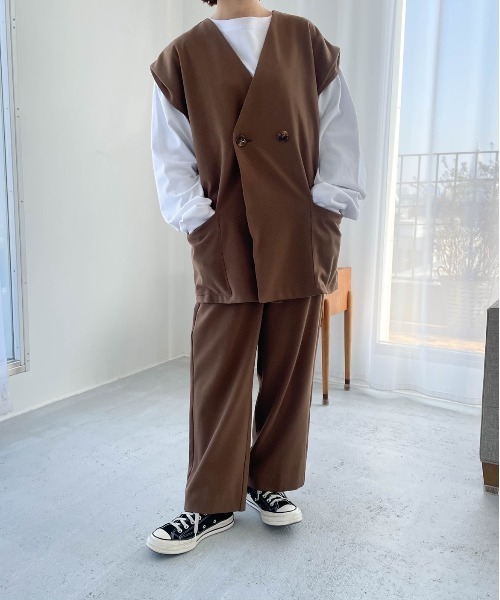 flaner（フラネ）の「ルーズ2wayベスト【セットアップ可】（ベスト・レディース・ブラウン・FREE）」の13枚目の写真