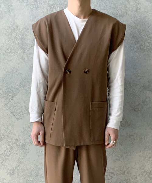 flaner（フラネ）の「ルーズ2wayベスト【セットアップ可】（ベスト・レディース・ブラウン・FREE）」の22枚目の写真