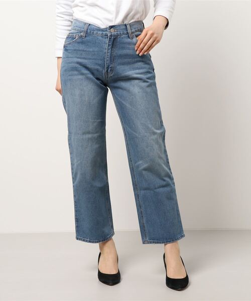 REAL CUBE(リアルキューブ)の「ヴィンテージストレートデニム(デニムパンツ・レディース・ブルー/ライトブルー・S/M)」の1枚目の写真