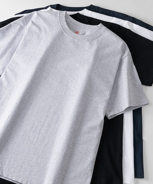 HANES(ヘインズ)の「【Hanes/ヘインズ】 BEEFY-T クルーネック Tシャツ ユニセックス/半袖/無地/2枚セット(Tシャツ/カットソー・メンズ・ネイビー/ホワイト/ブラック/グレー・XL/L/M)」の3枚目の写真