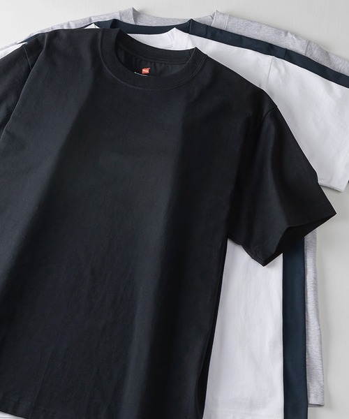 HANES(ヘインズ)の「【Hanes/ヘインズ】 BEEFY-T クルーネック Tシャツ ユニセックス/半袖/無地/2枚セット(Tシャツ/カットソー・メンズ・ネイビー/ホワイト/ブラック/グレー・XL/L/M)」の2枚目の写真