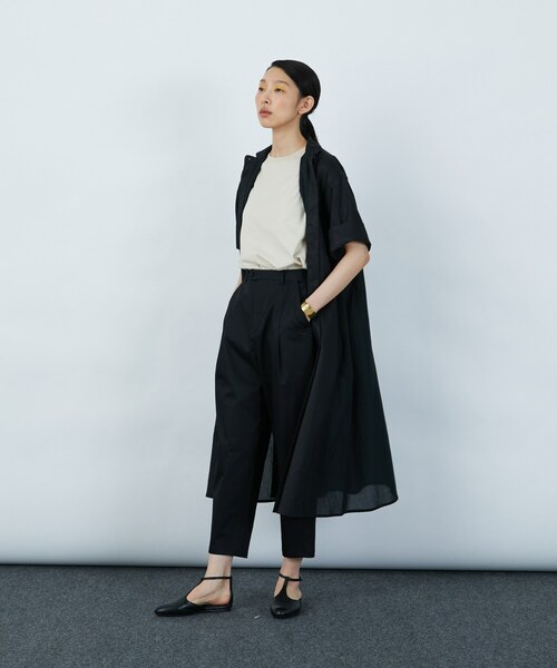 LOISIR（ロワズィール）の「異素材コンビシャツワンピース（シャツワンピース・レディース・ブルー系その他/ブラック/ホワイト系その他・FREE）」の8枚目の写真