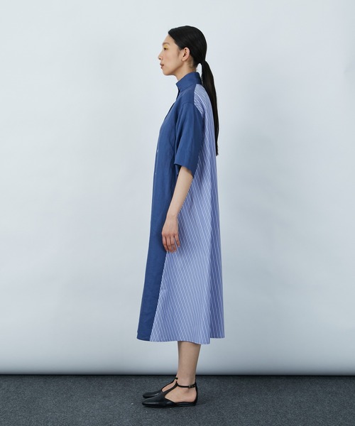 LOISIR（ロワズィール）の「異素材コンビシャツワンピース（シャツワンピース・レディース・ブルー系その他/ブラック/ホワイト系その他・FREE）」の18枚目の写真