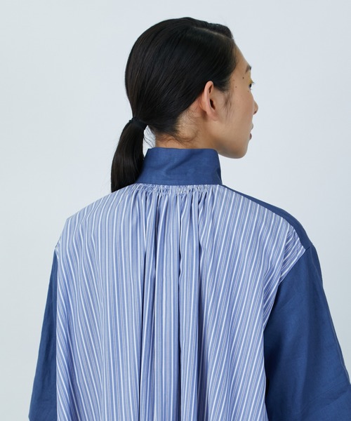 LOISIR（ロワズィール）の「異素材コンビシャツワンピース（シャツワンピース・レディース・ブルー系その他/ブラック/ホワイト系その他・FREE）」の17枚目の写真