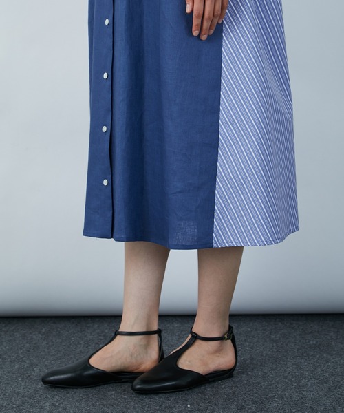 LOISIR（ロワズィール）の「異素材コンビシャツワンピース（シャツワンピース・レディース・ブルー系その他/ブラック/ホワイト系その他・FREE）」の20枚目の写真