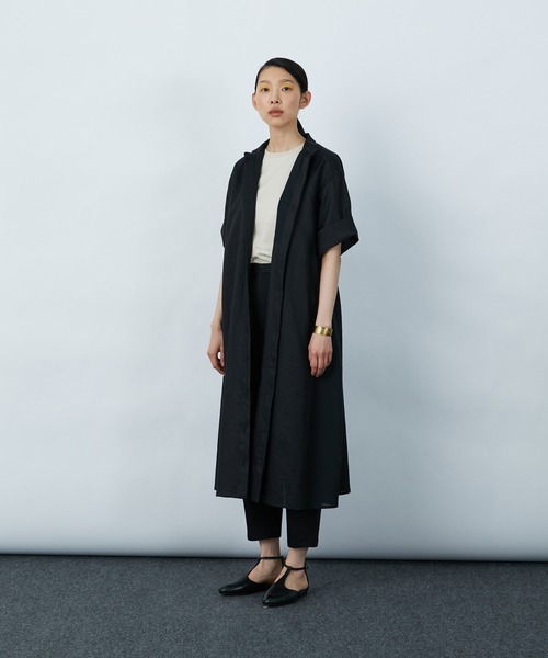 LOISIR（ロワズィール）の「異素材コンビシャツワンピース（シャツワンピース・レディース・ブルー系その他/ブラック/ホワイト系その他・FREE）」の5枚目の写真