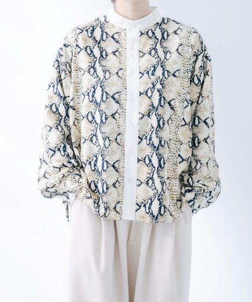 epnok（エプノック）の「クレリックルーズ柄シャツ（シャツ/ブラウス・メンズ・ベージュ/オレンジ/グレー・SMALL/MEDIUM/LARGE）」の2枚目の写真