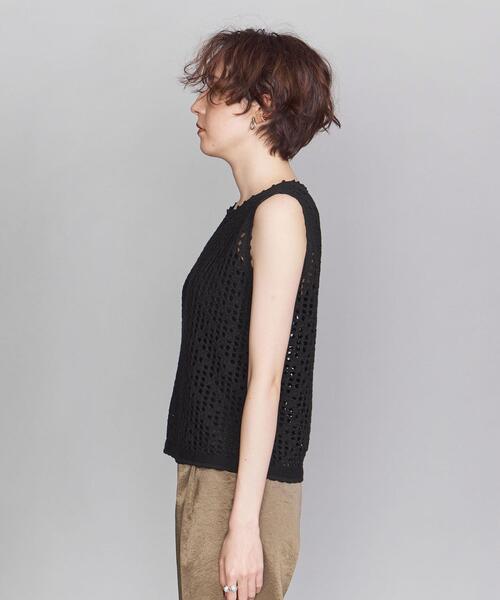 BEAUTY&YOUTH UNITED ARROWS(ビューティーアンドユースユナイテッドアローズ)の「BY クロシェットクルーネックニットベスト -ウォッシャブル-(ニット/セーター・レディース・ブラック/オフホワイト・FREE)」の4枚目の写真