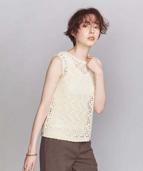 BEAUTY&YOUTH UNITED ARROWS(ビューティーアンドユースユナイテッドアローズ)の「BY クロシェットクルーネックニットベスト -ウォッシャブル-(ニット/セーター・レディース・ブラック/オフホワイト・FREE)」の8枚目の写真
