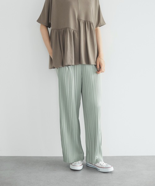 CRAFT STANDARD BOUTIQUE（クラフトスタンダードブティック）の「プリーツストレートパンツ　＊（その他パンツ・レディース・チャコールグレー/ブラウン/オリーブ/ピンク/ミント/グレイッシュベージュ・FREE）」の5枚目の写真