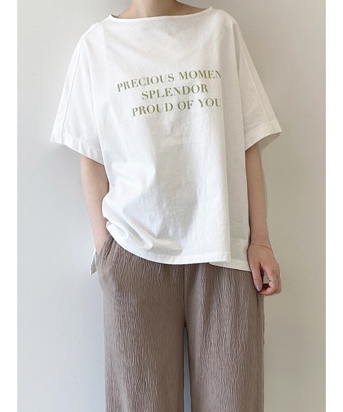 Samansa Mos2 blue（サマンサモスモスブルー）の「ロゴプリントビッグTee（Tシャツ/カットソー・レディース・オフホワイト/ライトベージュ/チャコール/サックスブルー/ピンク・ﾌﾘ-）」の2枚目の写真