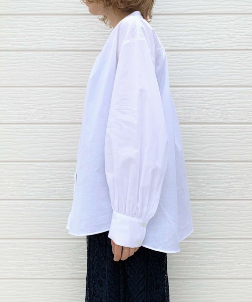 Q（キュー）の「コットンボイルギャザーカフスシャツ（シャツ/ブラウス・レディース・グレー/カーキ/アイボリー・ONE SIZE）」の8枚目の写真