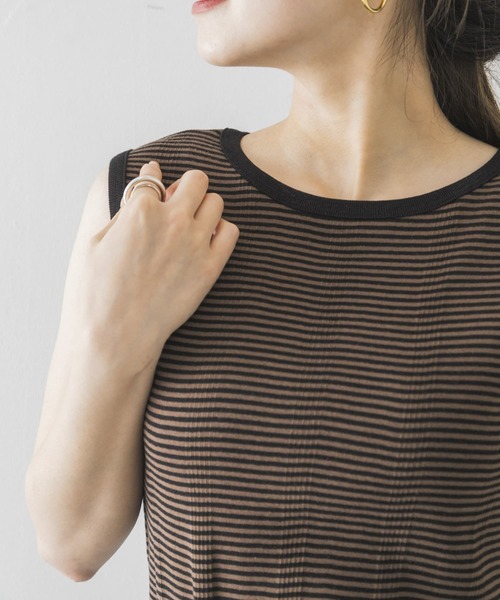 URBAN RESEARCH（アーバンリサーチ）の「『別注』Miller×URBAN RESEARCH　ボーダーノースリーブカットソー（Tシャツ/カットソー・レディース・オレンジ/ブルー/ブラウン・FREE）」の8枚目の写真