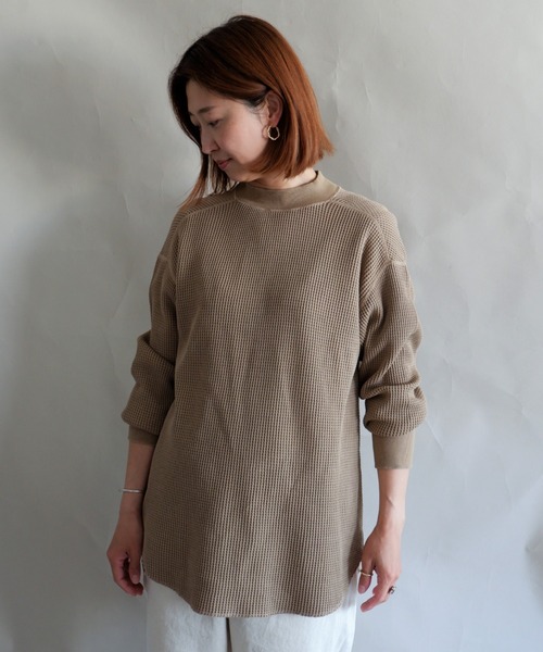 MANASTASH（マナスタッシュ）の「MANASTASH/マナスタッシュ　W's  HEAVY SNUG THERMAL MOCK NECK　ウィメンズ　ヘビースナッグサーマル　モックネック（Tシャツ/カットソー・レディース・ベージュ/ナチュラル/ブラウン/ブラック・MEDIUM）」の3枚目の写真