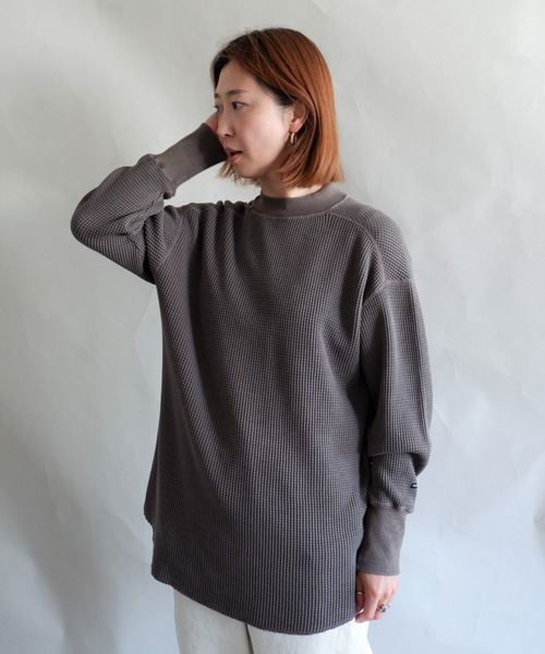 MANASTASH（マナスタッシュ）の「MANASTASH/マナスタッシュ　W's  HEAVY SNUG THERMAL MOCK NECK　ウィメンズ　ヘビースナッグサーマル　モックネック（Tシャツ/カットソー・レディース・ベージュ/ナチュラル/ブラウン/ブラック・MEDIUM）」の12枚目の写真