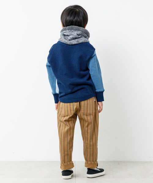 MAKE YOUR DAY(メイクユアデイ)の「サイドガゼットインディゴ裏毛トレーナー■80~140cm(スウェット・キッズ・ブルー/マルチ/ネイビー・120/80/110/130/140/90/100)」の7枚目の写真