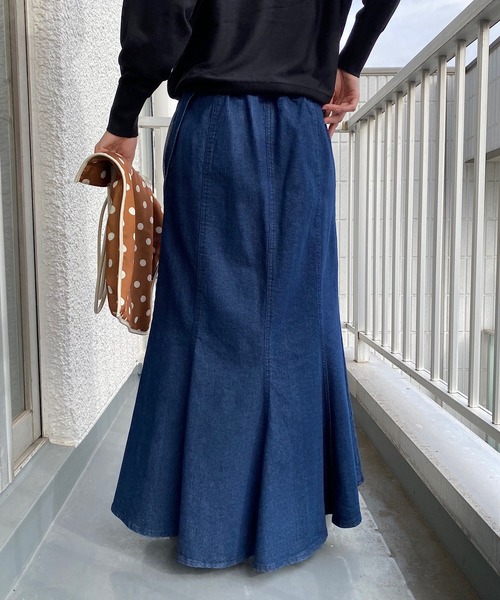 un dix cors（アンディコール）の「お洒落女子必見　マーメイドデニムスカート（デニムスカート・レディース・ネイビー/ブルー・38/36）」の5枚目の写真