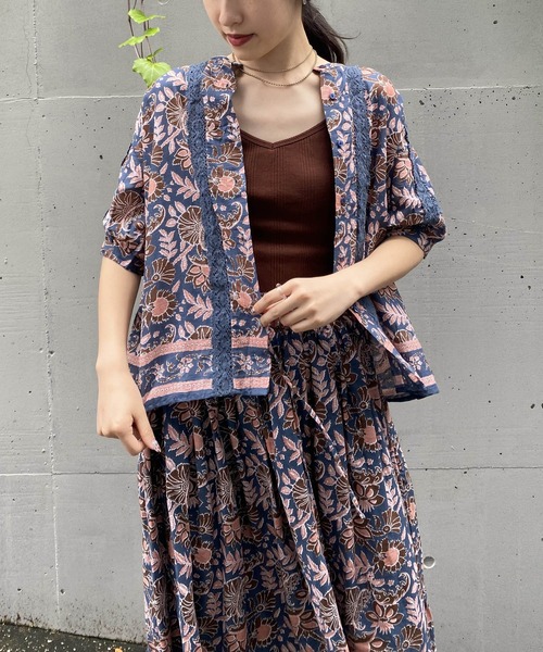 AS KNOW AS PINKY（アズノゥアズピンキー）の「インドへ渡ってシャツブラウス（シャツ/ブラウス・レディース・グリーン系/ネイビー系/ピンク系・FREE）」の14枚目の写真