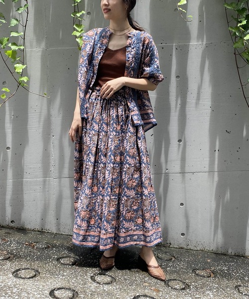 AS KNOW AS PINKY（アズノゥアズピンキー）の「インドへ渡ってシャツブラウス（シャツ/ブラウス・レディース・グリーン系/ネイビー系/ピンク系・FREE）」の7枚目の写真