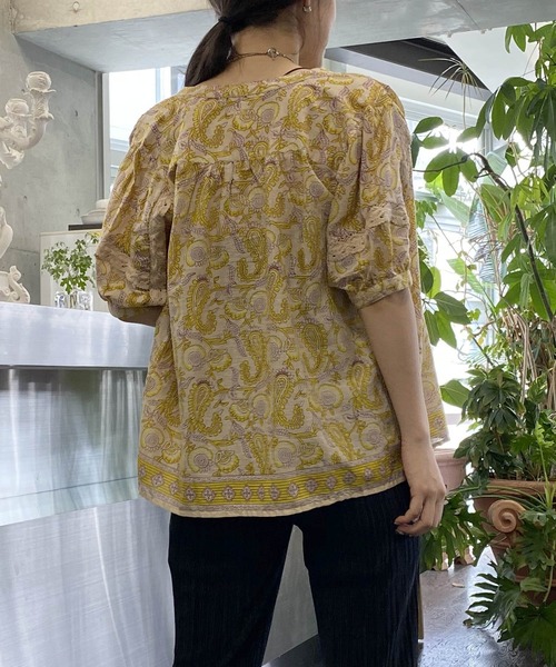 AS KNOW AS PINKY（アズノゥアズピンキー）の「インドへ渡ってシャツブラウス（シャツ/ブラウス・レディース・グリーン系/ネイビー系/ピンク系・FREE）」の4枚目の写真