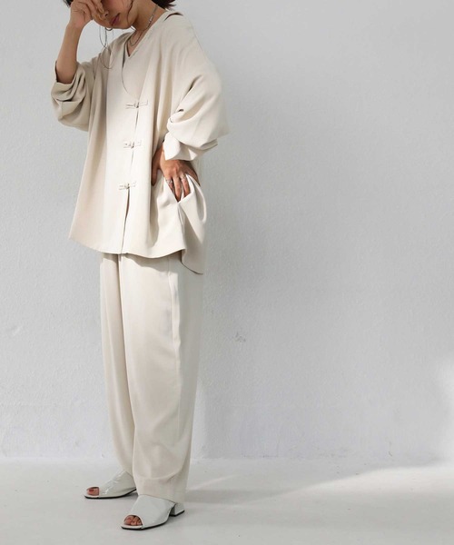 antiqua（アンティカ）の「上質な気品。チャイナジャケット（ノーカラージャケット・レディース・ブラック/イエロー/ホワイト系その他・FREE）」の9枚目の写真