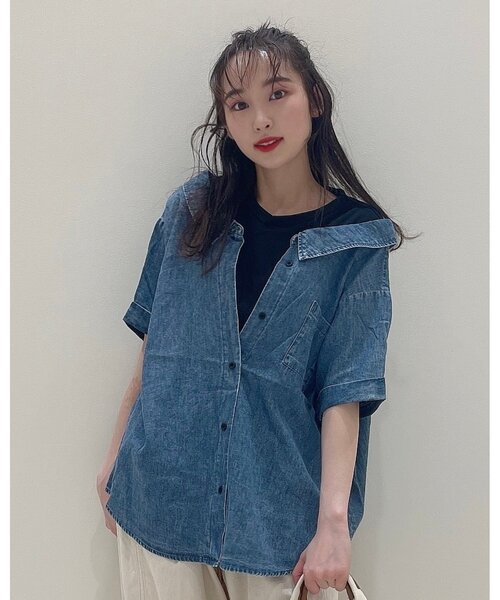 Cutie Blonde(キューティーブロンド)の「◆【S-L】フェイクレイヤードブラウス(Tシャツ/カットソー・レディース・ライトブルー/サックスブルー/ブルー・01/02/03)」の5枚目の写真